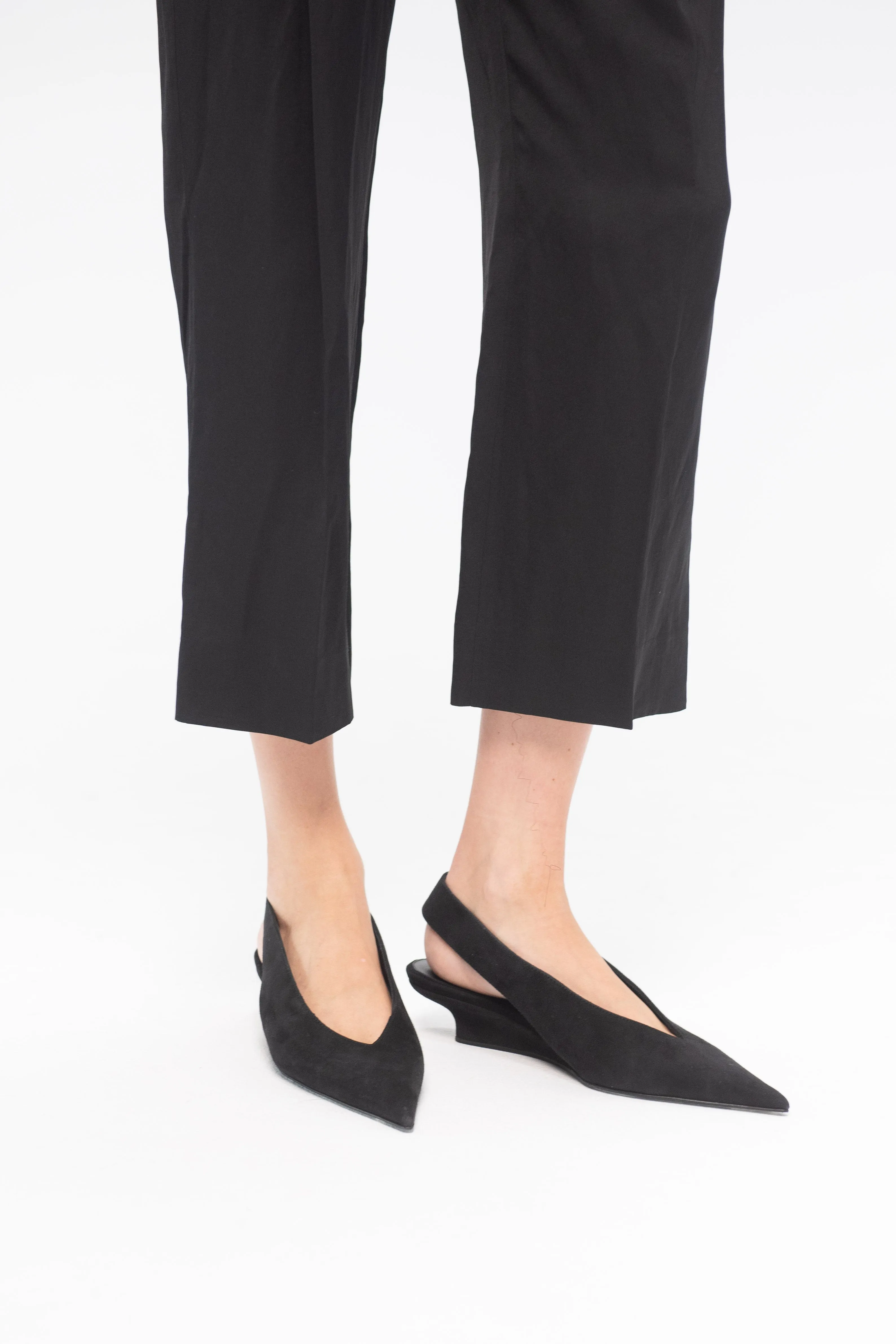 The Suede Wedge-Heel Slingback, Black