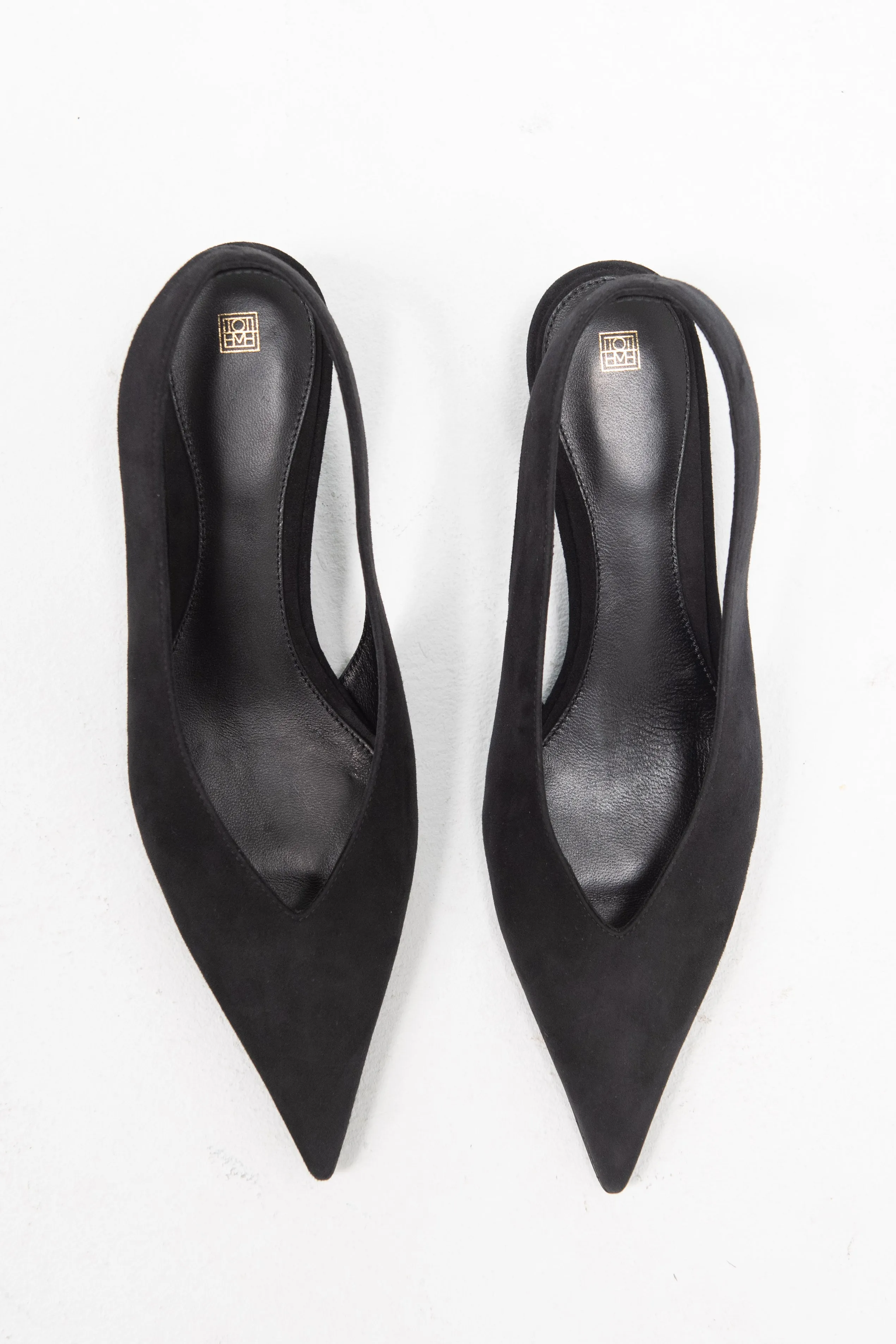 The Suede Wedge-Heel Slingback, Black