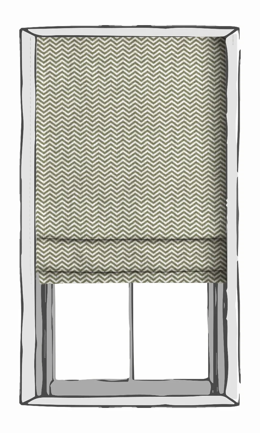 'Urbino' Modern Chevron Print Roman Shades (Green/ White)