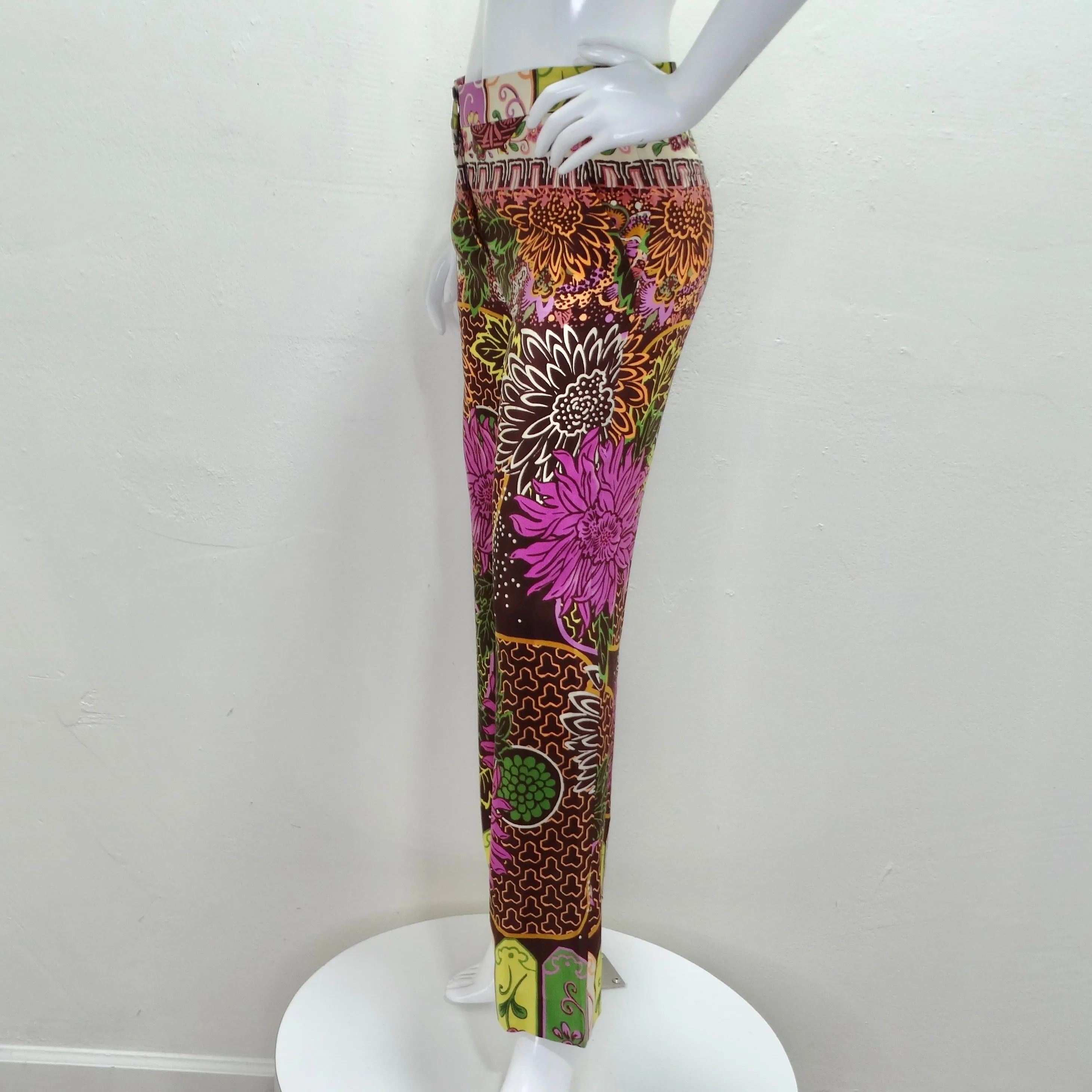 Valentino Silk Multicolor Floral Pants