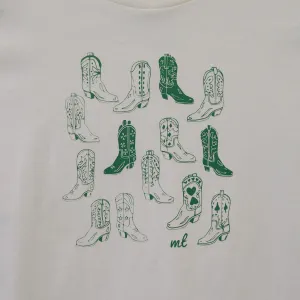 Vintage Boots MT Ivory Crop Tee - Green