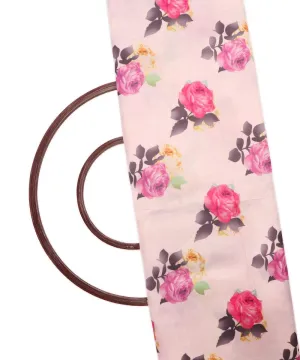 White Colour  Floral Design Satin Moss Fabric