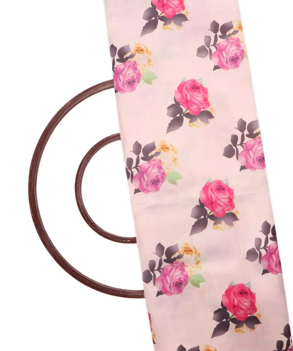 White Colour  Floral Design Satin Moss Fabric
